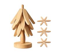 Lot de dessous de plat en bois antidérapant | Dessous de plat pliable en bois pour plats chauds | Dessous de verre pour arbres de Noël | Support de plat chaud empilable pour cuisine, comptoir de