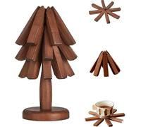 Lot de dessous de plat en bois pour art arbre, dessous de plat pliables en bois de noyer, tapis isolants, décoration de la maison pour poêles (noyer noir)