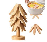 Lot de dessous de plat en forme d'arbre naturel, porte- pliables | Set de dessous de plat en bois pour fêtes, pour bol, théière, boisson, cuisine, table, ferme, maison