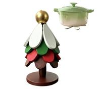 Lot de dessous-de-plats en bois à 4 niveaux pliables en forme d'arbre | Dessous de plat en forme d'arbre pour tasses, bols, casseroles pour soupe, plateaux, cuisine, camping
