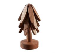 Lot de dessous de verre fonctionnels en bois pour plats chauds, forme de Noël, bol, théière, dessous de plat pratique sur le comptoir de cuisine (B)
