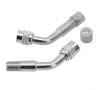 Lot de deux adaptateurs pour valve de pneu de moto et de voiture en laiton (135 degrés argenté)