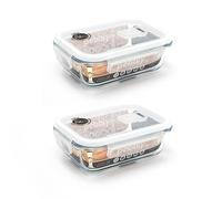 Lot de deux boites rectangulaire en verre 650 ml Pebbly