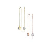 Lot De Deux Boucles D'Oreilles Géométriques Minimalistes Longues Et Crochetées En Forme De Goutte En Acier Inoxydable Plaqué Or Rose Avec Stabilisateur