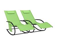 Lot De Deux Chaises Longues À Bascule Acier Et Textilène Vert Helloshop26 02_0011979 Multicolore