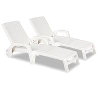 Lot de deux chaises longues Bahama Bica en technorattan blanc