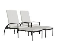 Lot De Deux Chaises Longues Transat Avec Repose-Pied Résine Tressée Marron Helloshop26 02_0011908 Multicolore