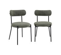 Lot de deux chaises métal et tissu chenille vert L 47 x P 49 x H 76.5cm - Livia