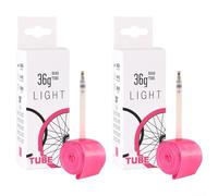 Lot de deux chambres à air légères conçues pour le vélo de route et compatibles avec les valves Presta (PV45 mm)