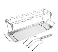 Lot de Deux Fourchettes à Barbecue pour Poulet Rôti, Acier Inoxydable | Structure Pliable, Usage Pratique et Facile, pour Camping et Barbecue en Extérieur, Finition Argenté