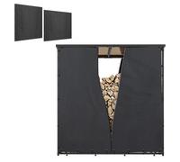 Lot de deux housses pour râtelier à bûches - Outsunny - pour extérieur, protection contre eau poussière UV - toile Oxford 600D noir