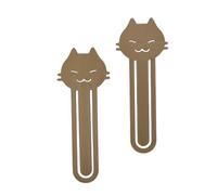 Lot de Deux Marque-Pages Chat Mignon et Flexible - Accessoire de Livre Éco-Responsable - Ne Tombe Pas, Finition Mate - Cadeau Anniversaire, Idée Cadeau Original - Made in France (Marron bois)