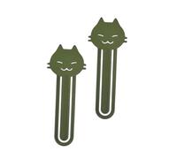Lot de Deux Marque-Pages Chat Mignon et Flexible - Accessoire de Livre Éco-Responsable - Ne Tombe Pas, Finition Mate - Cadeau Anniversaire, Idée Cadeau Original - Made in France (Vert sombre)