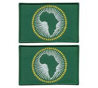 Lot de deux - Patchion Drapeau de the African Union - since 2010 - Noir, crochet et boucle compatibles avec VELCRO® - Patch/Insigne/Emblème brodé