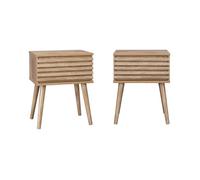 sweeek - Lot de Deux Tables de Chevet Style scandinave décor Bois avec tiroir rainuré et Pieds Compas