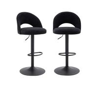 Lot de deux tabourets de bar ajustables métal et tissu noir. pied noir - L 49 x P 49 x H 88.5-110cm - Abby