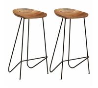 Lot de deux tabourets de bar design chaise siège bois d'acacia massif 1202088