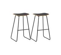 Lot de deux tabourets de bar design chaise siège synthétique noir acier 1202099