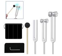Lot de diapasons - 128 Hz, 256 Hz, 512 Hz, diapasons - Réponse en fréquence précise - Diapason neurologique pour la guérison, la thérapie sonore, le corps, l'esprit et l'âme