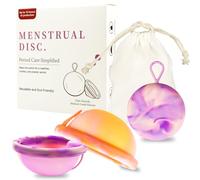 Lot de disques menstruels avec 1 disque menstruel M + 1 disque menstruel L + récipient en silicone + sac de rangement + manuel (français non garanti), disques réutilisables pour tous les courants