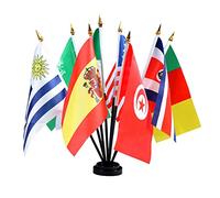 Lot de drapeaux de table 32 pays - Mini drapeaux de bureau - 21,6 x 21,6 cm (A)