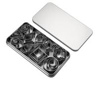 Lot de emporte-pièces géométriques pour biscuits - Assortiment de moules à fleurs, sandwich, cœur, petite étoile, rond, étoile, ensemble géométrique pour cutter, petit coupe-fruits