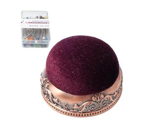 Lot de épingles à coudre vintage - Lot de épingles à coudre et coussin | Pochettes rétro anti-goutte avec base en métal | Coussinets pour épingles à coudre vintage en forme de demi-style Court |