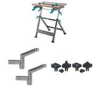 Lot de Établi de Serrage et de Bricolage Réglable en Hauteur - Master 650 Ergo + Brides de Serrage Rapide + Mâchoires de Serrage avec Pointes de Peinture