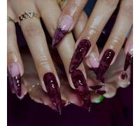 Lot de faux ongles artificiels élégants en 3D avec plusieurs tailles, faciles à appliquer pour des œuvres d'art durables