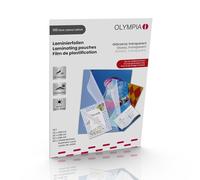 Lot de feuilles de plastification OLYMPIA 80 microns - 100 feuilles de plastification A4, A5, A6 et cartes de visite - Brillant et transparent - Compatible avec toutes les machines à plastifier
