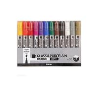 Lot de feutres pour verre et porcelaine - Couleurs opaques - 1 à 2 mm - 12 pcs