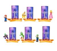 Lot de Figurines « The Super Mario Galaxy Movie » de 3,8 cm et Lance-étoiles, Comprenant 6 Figurines et des socles à Ressort : Mario, Luigi, Peach, Bowser Jr., Wonder Bowser Jr. et Yoshi