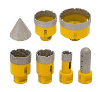 Lot de forets diamantés pour carrelage - 20/35/40/50/68 mm - Avec foret à chanfreiner - Kit de forets diamantés pour meuleuse d'angle de filetage M14 et pour les travaux de perçage sur carrelage