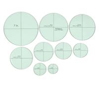 Lot de gabarits circulaires Printtoo pour quilteuses avec lignes de croix centrales, règles rondes en acrylique de 2 mm pour disques d'appliqué, découpe de tissu, blocs de patchwork, couture, patrons