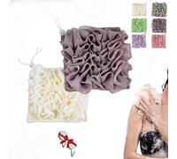 Lot de gants de toilette pour savon de bar, éponge 2 en 1, éponge de bain avec cordon de serrage pour le nettoyage du corps et peau lisse