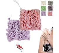 Lot de gants de toilette pour savon de bar, éponge 2 en 1, éponge de bain avec cordon de serrage pour le nettoyage du corps et peau lisse