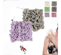 Lot de gants de toilette pour savon de bar, éponge 2 en 1, éponge de bain avec cordon de serrage pour le nettoyage du corps et peau lisse
