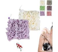 Lot de gants de toilette pour savon de bar, éponge 2 en 1, éponge de bain avec cordon de serrage pour le nettoyage du corps et peau lisse
