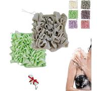 Lot de gants de toilette pour savon de bar, éponge 2 en 1, éponge de bain avec cordon de serrage pour le nettoyage du corps et peau lisse