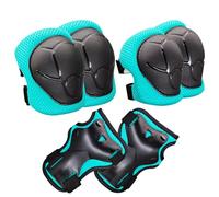 Lot de genouillères et coudières pour enfants de 3 à 12 ans, protections de sport pour skateboard, patins à roulettes, vélo et scooter (noir avec teinte bleue)
