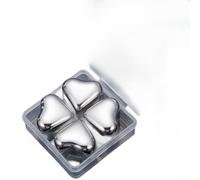 Lot de glaçons en forme de cœur en acier inoxydable 304 avec clip pour un refroidissement rapide des boissons et du vin sans arroser la saveur. Pierres rafraîchissantes élégantes argentées