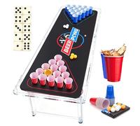 Lot de gobelets à bière-pong - Tapis de table avec 30 gobelets à beerpong et 8 balles de tennis de table - Réutilisables - 500 ml - Pour fête, jeux à boire, camping, anniversaire, mariage