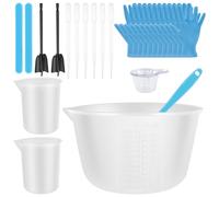 Lot de gobelets doseurs en silicone époxy - 600 et 100 ml - Gobelet mélangeur - Spatule en silicone - Pagaie de mélange - Gobelet doseur - Pipettes - Gants en résine époxy - Pour bricolage à la main,