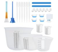 Lot de gobelets doseurs en silicone pour résine époxy, 1000 ml/600 ml/250 ml/100 ml, gobelet doseur en silicone, brosse en silicone, pagaies de mélange, pipettes, bricolage, cuisine, laboratoire