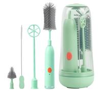 Lot de goupilles électriques pour bébé - Brosse à biberon électrique rotative à 360° - Désinfection UV - En silicone - Avec biberons, tétines, paille, brosse et mélangeur - Vert