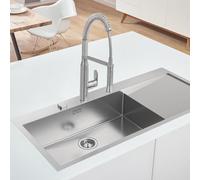 Lot de GROHE Evier en acier inoxydable K1000 1160 x 520 mm Inox 31581SD1 (Import Allemagne) + GROHE K7 Mitigeur de Cuisine, Supersteel, 31379Dc0 (Import Allemagne)