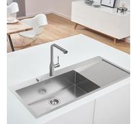 Lot de GROHE Evier en acier inoxydable K1000 1160 x 520 mm Inox 31581SD1 (Import Allemagne) + GROHE mitigeur évier Essence Nouveau 30270dc0 (Import Allemagne), Supersteel