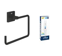 Lot de GROHE Start Cube Anneau Porte-Serviette pour Salle de Bain, Noir Mat, 409752430 + GROHE Kit Colle Quickglue A1, 41127000