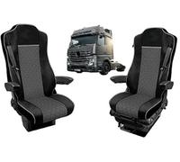 Lot de housses de siège en cuir écologique 1 + 1 pour camion Actros MP4 Euro 6 Noir et gris