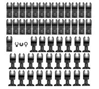 Lot de Lames de Scie Oscillantes Universelles 53 pièces accessoires d'outil oscillant 34mm et 44 mm Dégagement Rapide Lame Outil Multifonction Pour Bois et Plastique avec 3 adaptateurs
